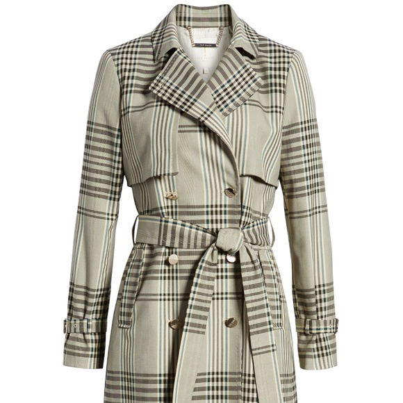 Ted Baker London Buckle Cuff Check Trench Coat - Picture 7 of 8